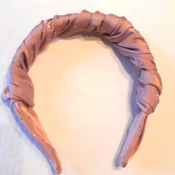 Pinkblush jeweled headband sparkling scrunched twisted material hair accessorie - Picture 9 of 9